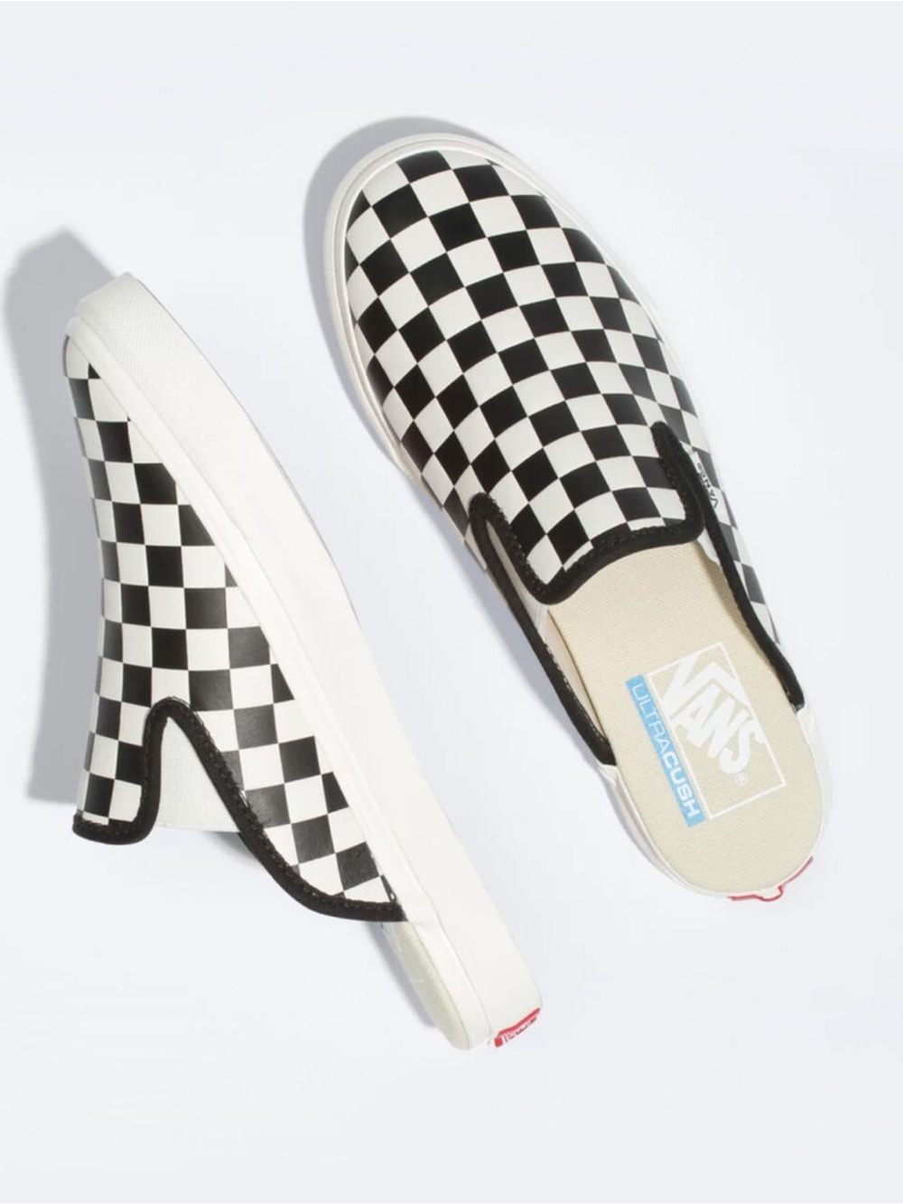Vans Leather Checkerboard Mule - Black & White